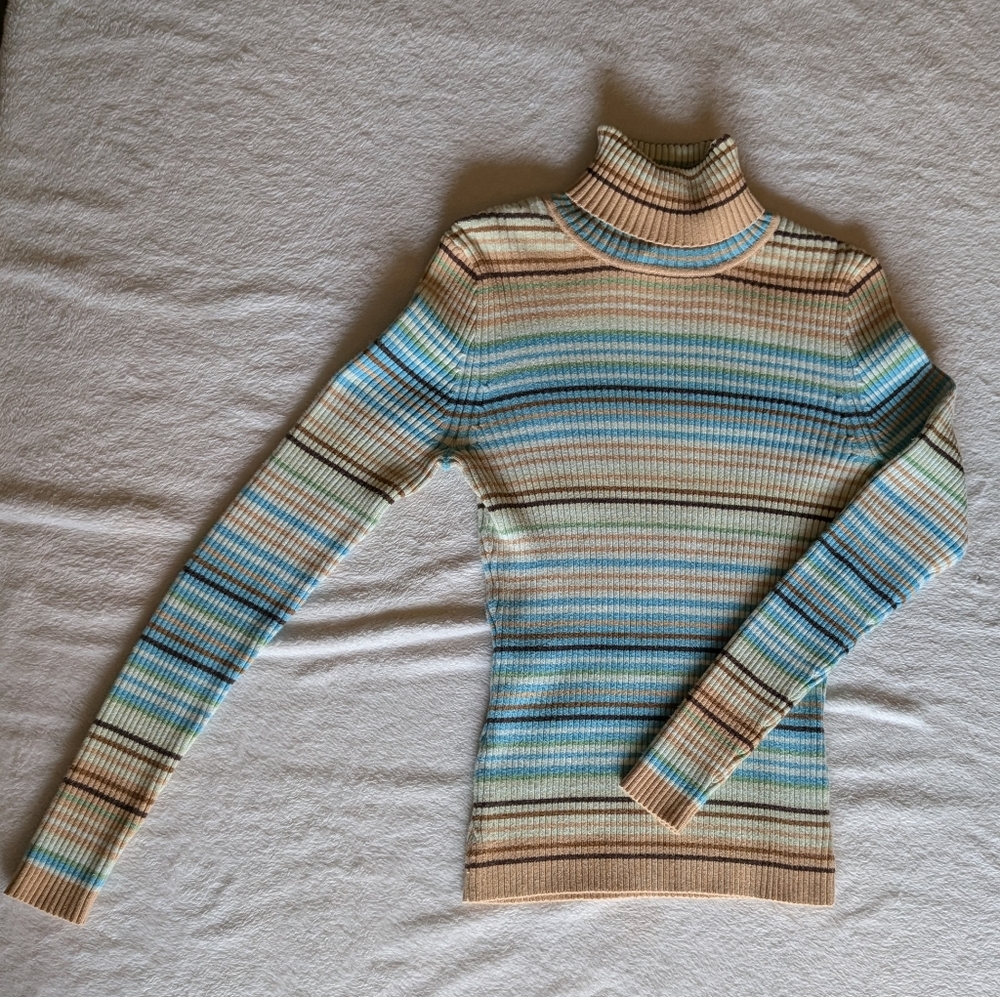 Vintage 90s Gap Striped Knit Turtleneck Sweater